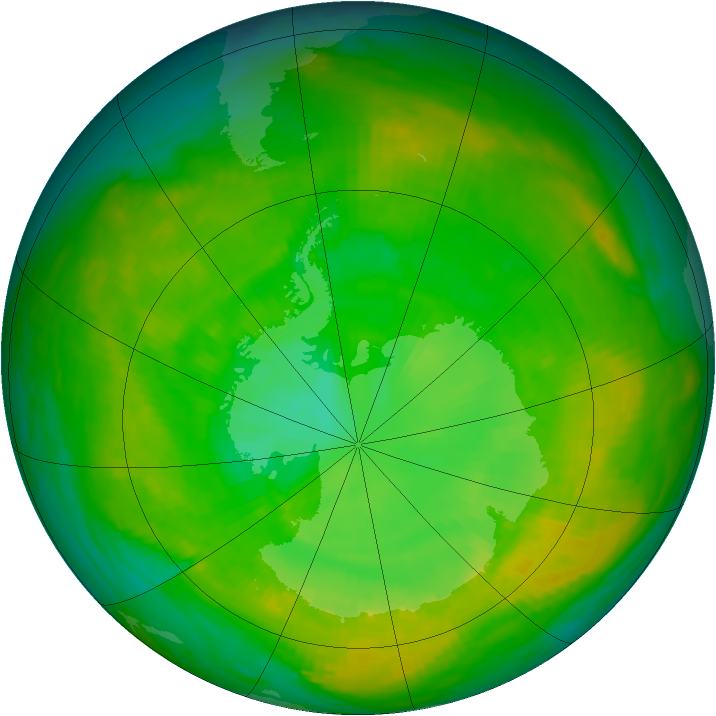 Antarctic ozone map for 30 December 1979